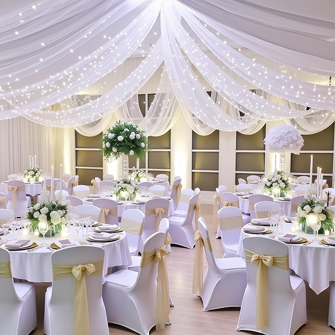 6 Panels White Ceiling Curtains - Image 5