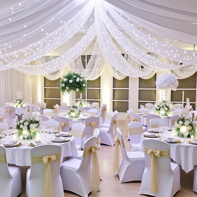 6 Panels White Ceiling Curtains - Image 9