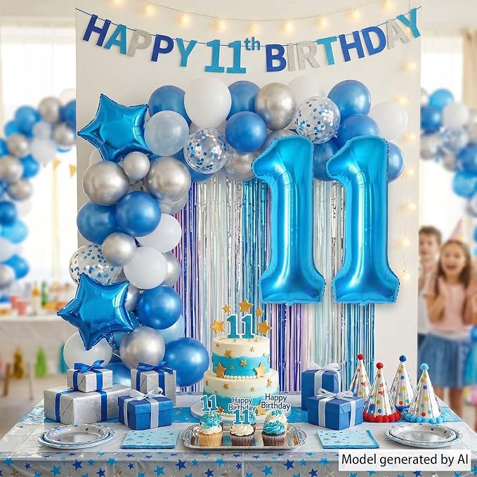 Light Blue Number 11 Balloon 40 Inch, Foil Numeral - Image 7