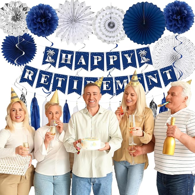 Blue Silver Retirement Party Decorations - Image 6