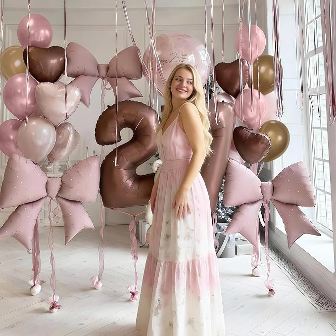Pink Brown Balloons Heart Balloon Double Stuff Pearl Beige Dusty Blush Pink - Image 8