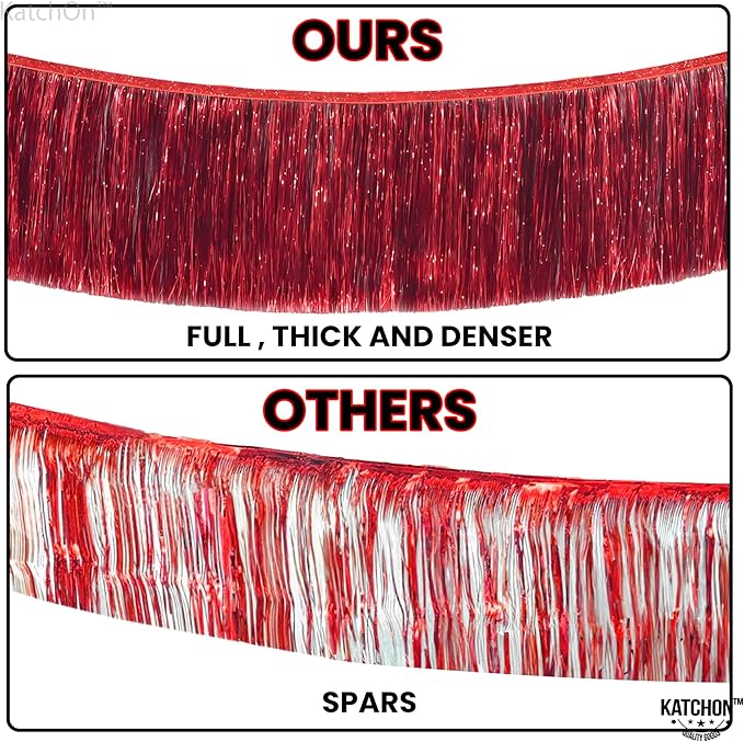 KatchOn, XtraLarge Red Fringe Banner - Pack of 2 | Ceiling Tinsel for Red Streamers Party Decorations | Streamers for Cherry Party Decorations, Bridal Shower Decor, Halloween, Christmas Decorations