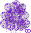 100pcs Purple Confetti Balloons 12 Inch Clear Latex Balloon by ASIYUHY
