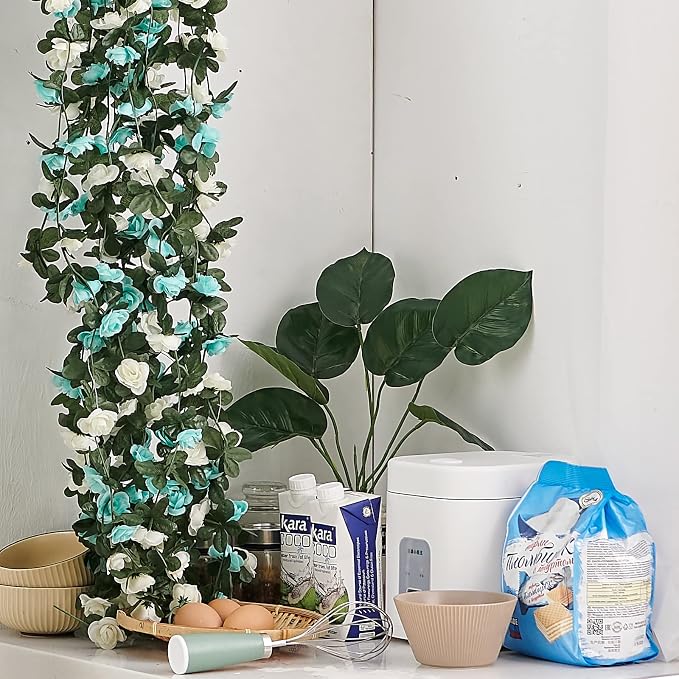 Artificial Flower Garland 6pcs 8.2ft Floral Rose Vine Decor, Hanging Faux Roses - Image 5