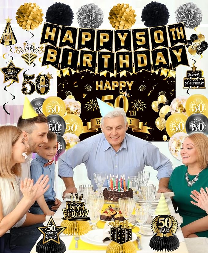 Pre-Strung 50th Birthday Decorations - Image 3