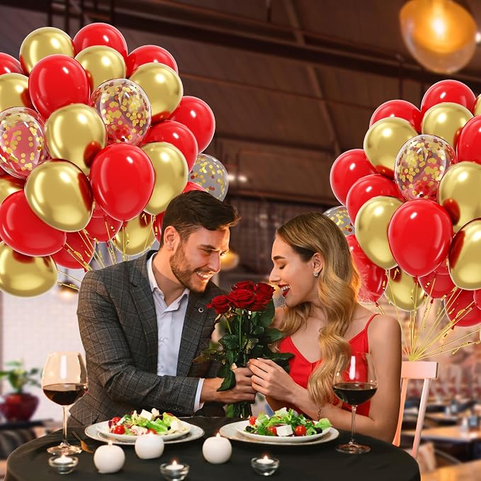 60pcs Red and Gold Balloons 12inch - Image 4