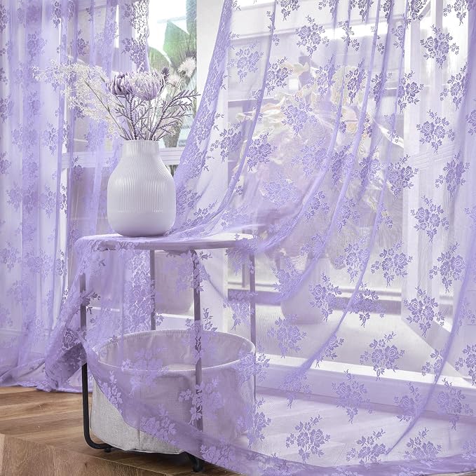 Kotile Light Purple Sheer Curtains - Image 4