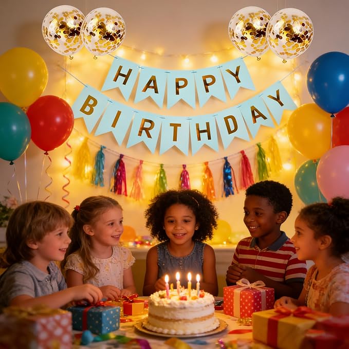 Happy Birthday Banner Sign Bunting Hanging Decorations - Image 3