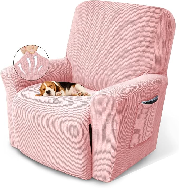 Recliner Chair Covers, 1-Piece Lazy Boy Recliner Covers, Dusty Pink | Washable by KEKUOU