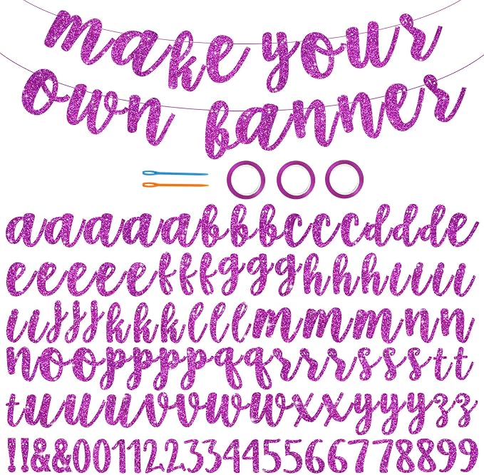 BEISHIDA Glitter Purple 116 PCS A-Z DIY Letter Banner Kit Make Your Own by Beishida