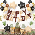 29PC Cream Brown Leopard Happy Birthday Balloon Banner, 16Inch 3D Aluminum by Paready