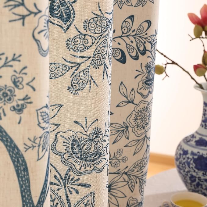 Designer Elegant Linen Printed Curtains, 2 Panels, kitchen Bedroom Living Room - Image 8