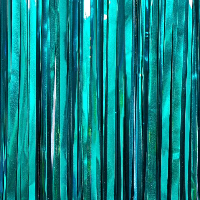 PartyWoo Teal Tinsel Streamers 8.2FT 2pcs Turquoise Foil Fringe Streamer | Teal - Image 2