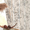 jinchan Black Floral Linen Curtains 90 Inch Vintage Back Tab 2 Panels | Light by JINCHAN