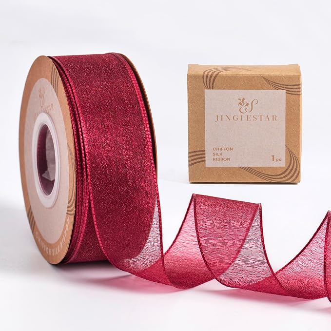 1 Inch Wide Sheer Chiffon Ribbon by JINGLESTAR