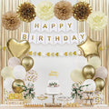 White and Gold Happy Birthday Party Decorations by HEDUPT