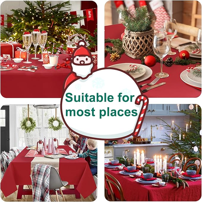 Hiasan Small Tablecloth for Square Tables - Waterproof and Spillproof Washable Fabric Table Cloth for Dining Room Kitchen Party (Red, 40 x 40 Inch)