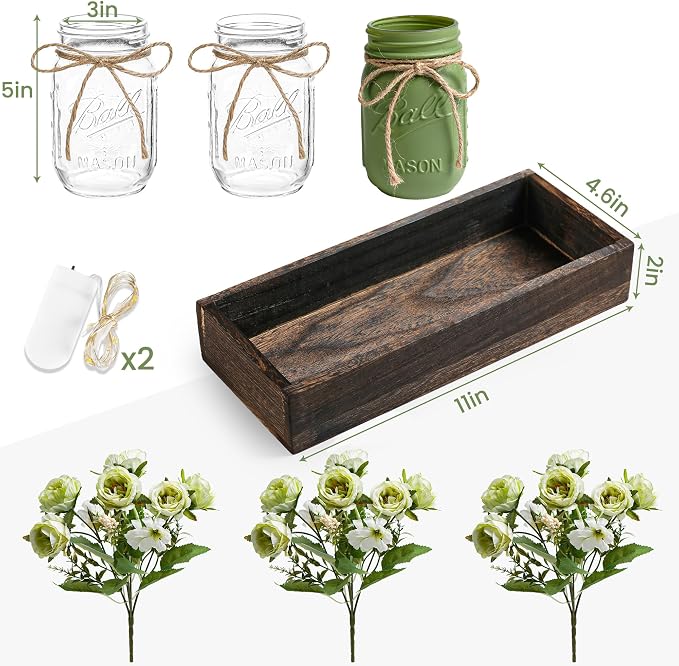 3 Pcs Mason Jar Centerpiece Table Decorations - Image 4
