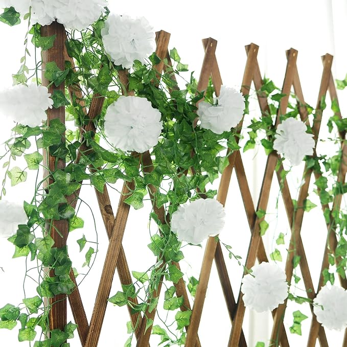 White Tissue Paper Pom Pom Garlands, Paper Flowers - Image 5