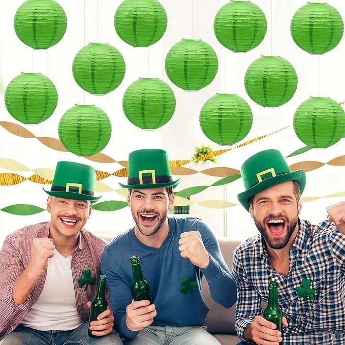 Green Round Paper Lanterns Hanging Chinese Ceiling Decorations - Image 5