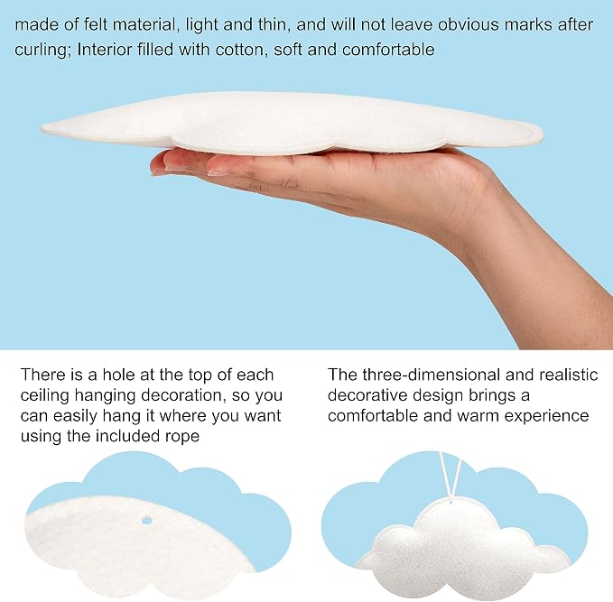 Ayfjovs 10pcs 3D Cloud Decoration Hanging Cloud - Image 3