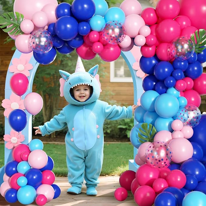 170Pcs Blue and Pink Balloons Summer Hawaii Tropical Arch Garland Kit | Royal - Image 5