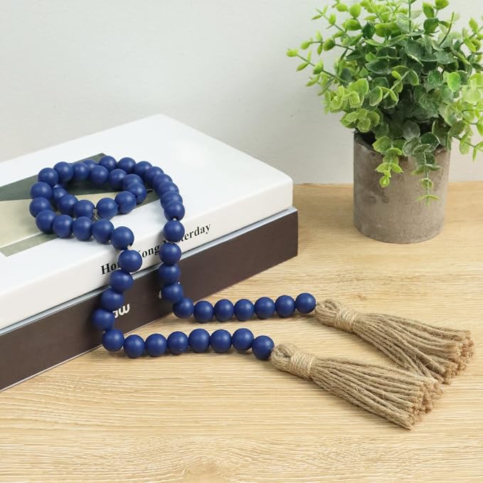 Meplait 39in Wood Bead Garland, Farmhouse Beads - Image 4