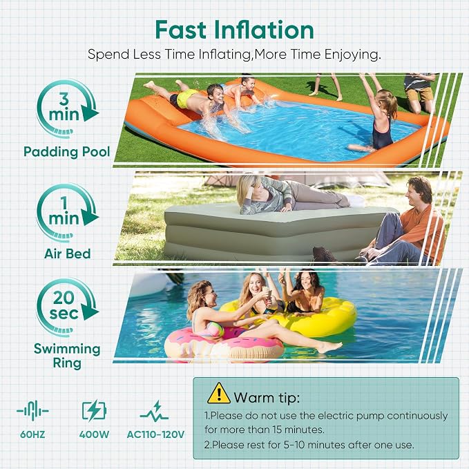 MAACLOUD Electric Air Pump for Inflatable Pool Toys: High Power Quick-Fill | 2 - Image 2