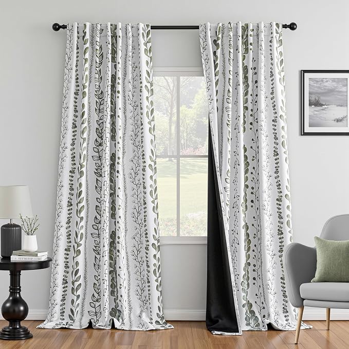 Sage Green Blackout Curtains 72 Inches Long 2 Panels Boho Curtains - Image 2