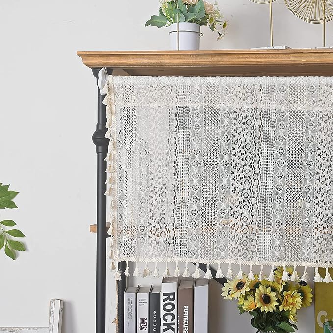 Sutuo Home Boho Sheer Curtain Valance Tier Crochet Lace - Image 7