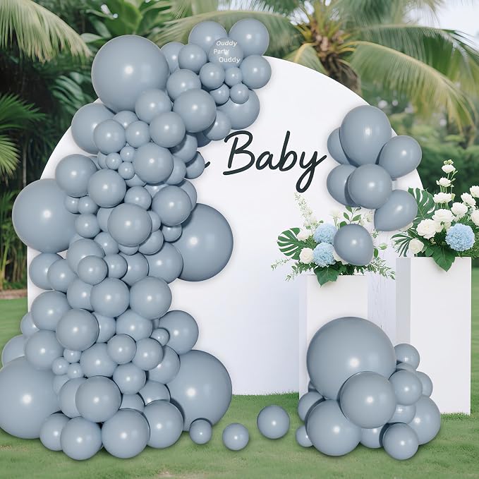 Ouddy Party 129Pcs Dusty Blue Balloons Different Sizes 18 12 10 5 Inch - Image 5