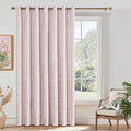 Beauoop Pink Floral Jacquard Blackout Sliding Door Curtains 100x84 1 Set | by Beauoop