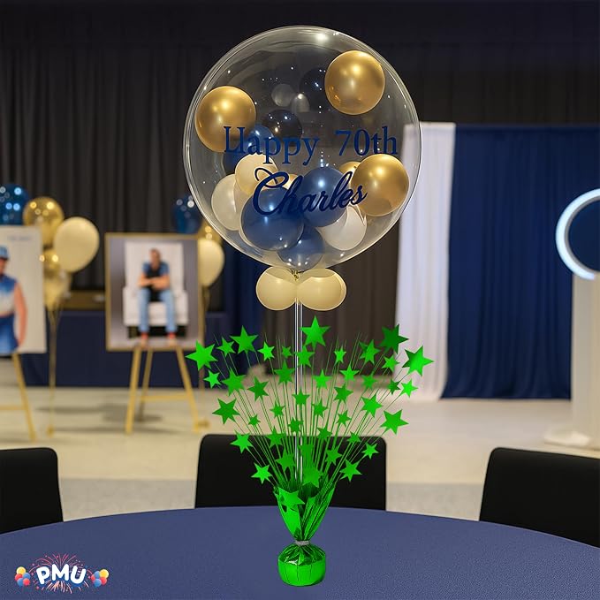 PMU Bursting Star Metallic Foil Spray Centerpiece- Green Balloon Weights - Image 3