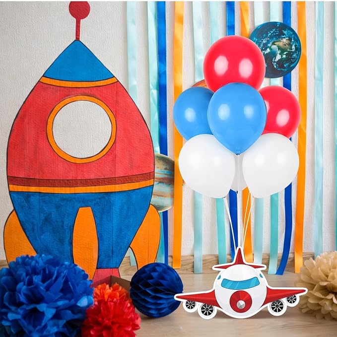 12 PCS Airplane Birthday Party Decorations Airplane Balloons Stand Kit 3D - Image 6