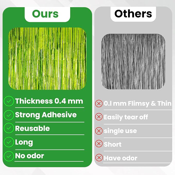 Matte Lime Green Tinsel Foil Curtains Backdrop Party Decorations | 4 PCS - Image 5