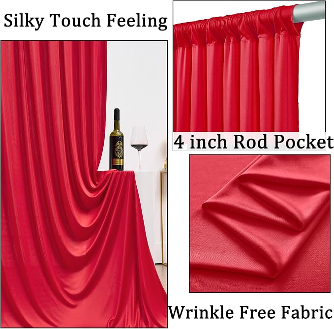 10ft x 10ft Wrinkle Free Red Backdrop Curtains - Image 2
