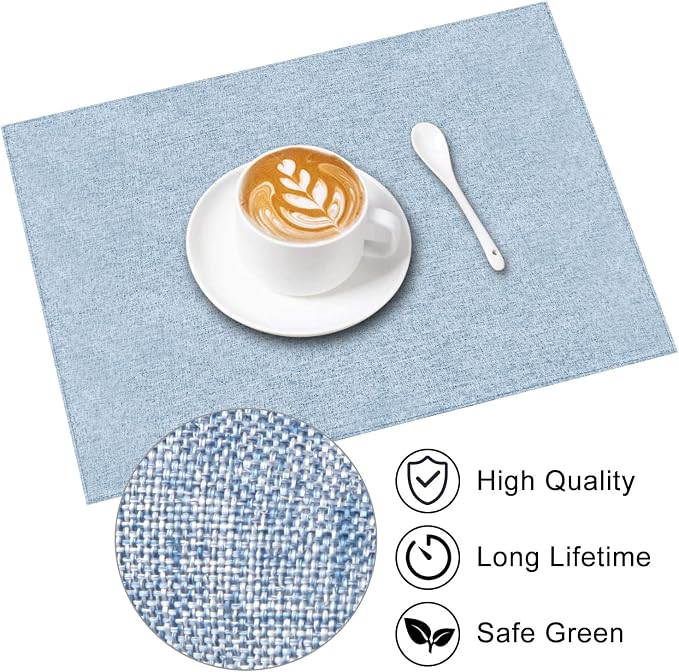 Cloth Placemats Set of 6, Cotton Linen Blend Machine Washable Durable Linen - Image 6