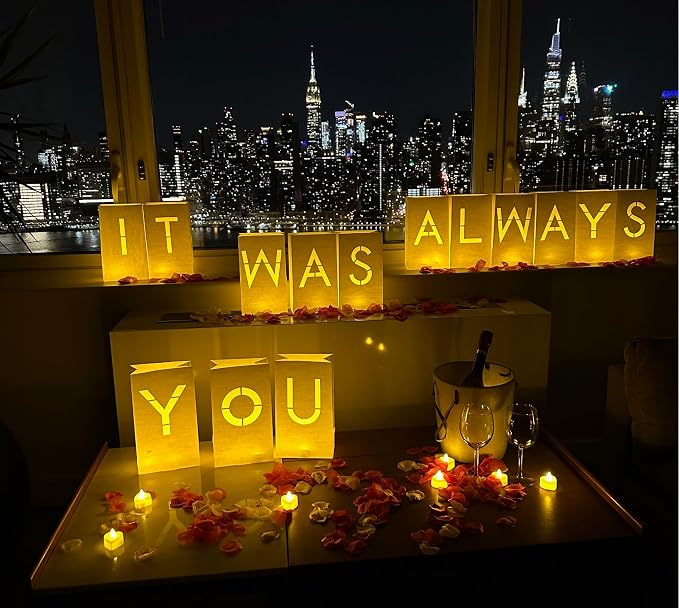 WYMM It Was Always You Light Up Letters, 30 Tea Lights & 1000 Rose Petals | by Wymm_SayYes