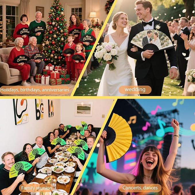 Custom Fans with Your Photo/Text - Personalized Folding Hand Fan for Line Dancing, Weddings, Parties | Decorative Gift for Women, Church Events & Dance Performances (1, 10 Inch)