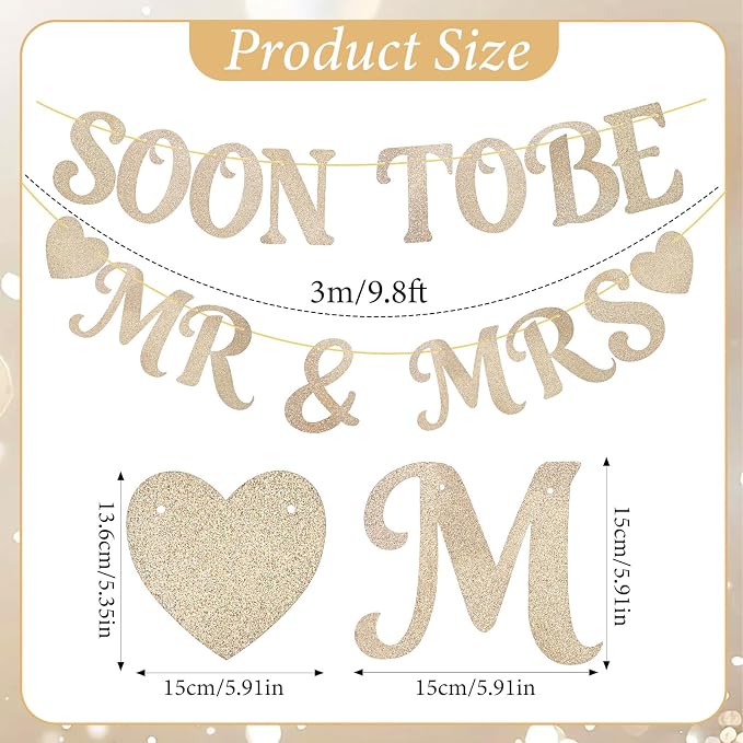 Wedding Shower Banner, Soon to Be Mr & Mrs Sign Banner - Image 2