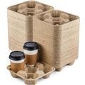 FMP Brands 4 Cup Disposable Drink Carrier Trays, 80 Pack Compostable Pulp Fiber by FMPBrands