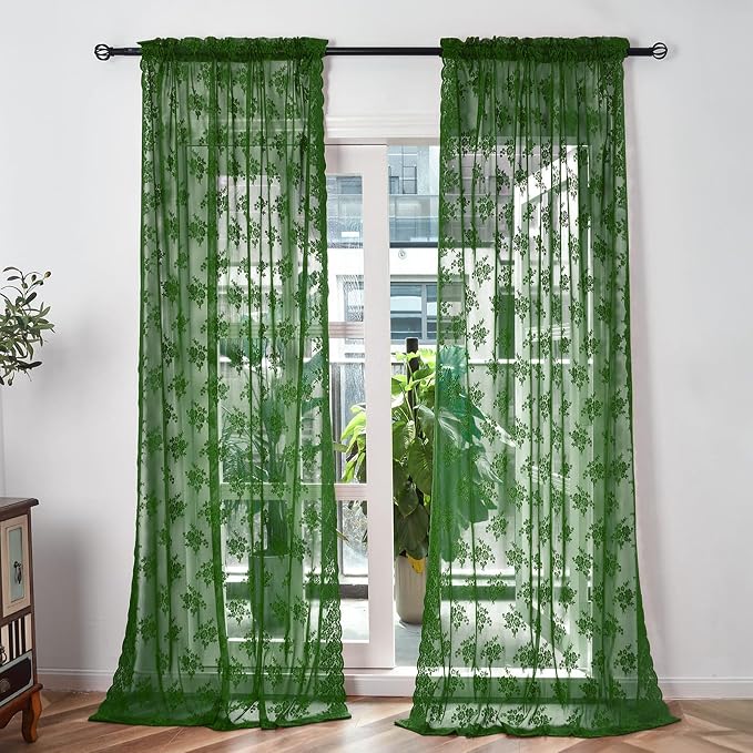 Kotile Emerald Green Sheer Curtains - Image 2