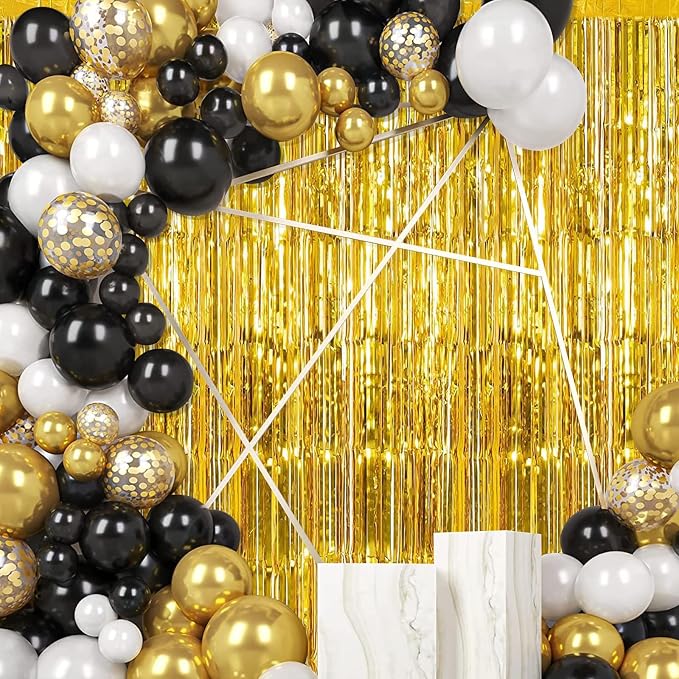 30 Pack Gold Foil Fringe Curtain Backdrop, 3.3x8.2 Feet Metallic Tinsel - Image 7