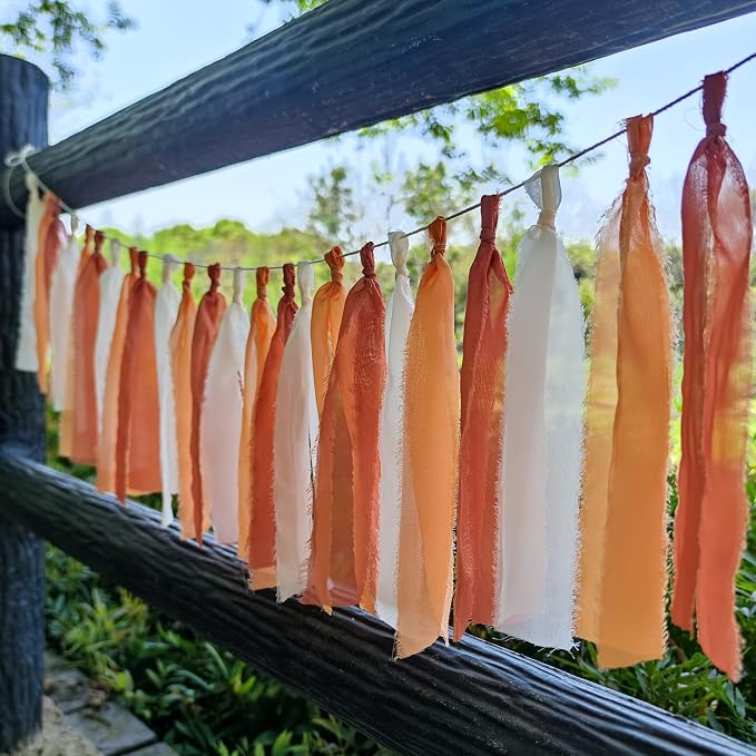 Chiffon Tsaasel Garland for Burnt Orche Coral Peach Orange Wedding Tea Party - Image 5