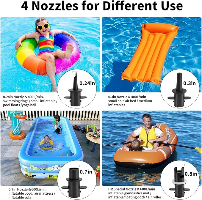 Electric Air Pump for Inflatables, 600W High Power Quick-Fill Air Pump | - Image 2
