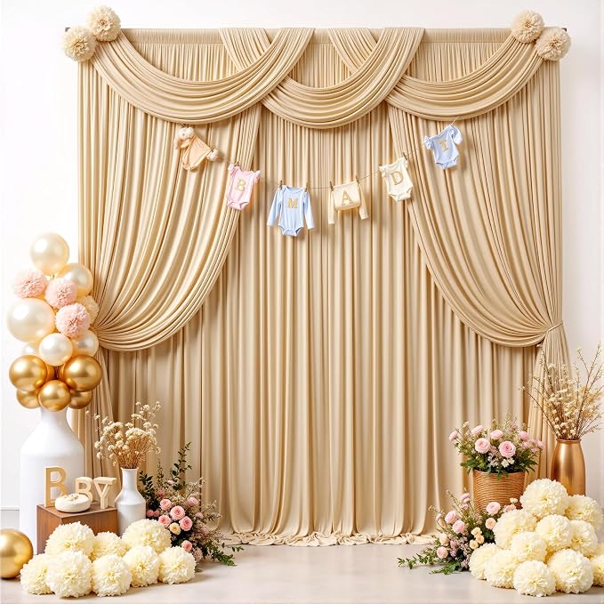 20ft×12ft Champagne Backdrop Curtain - Image 3