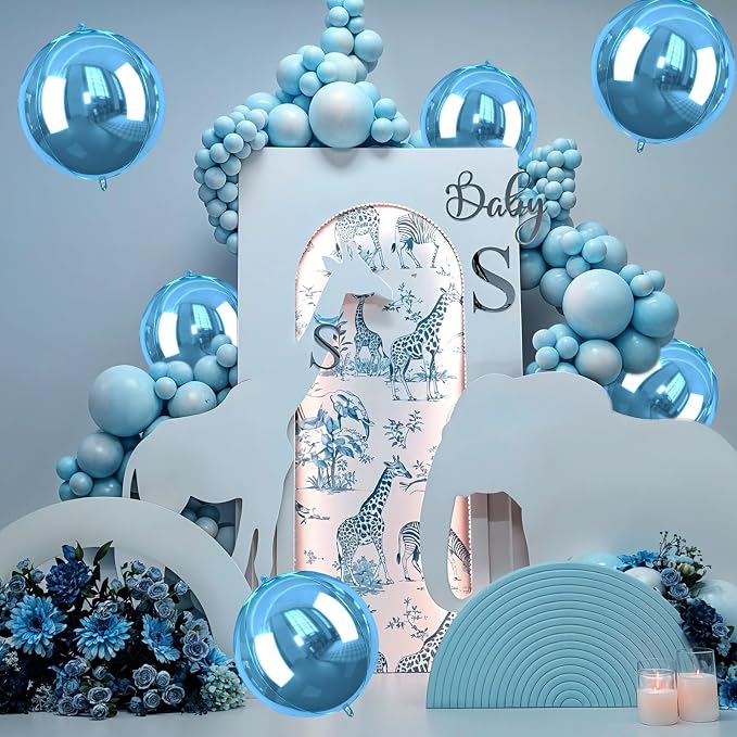 Blue Giant 4D Foil Balloons, 22 Inch Metallic Blue Round Foil Balloons - Image 6