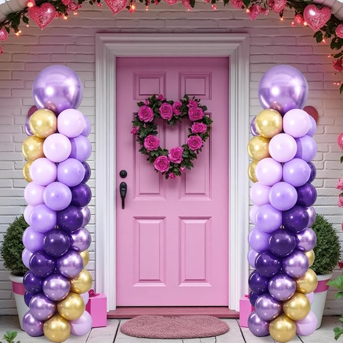Purple and Gold Balloon Column Stand Kit Set of 2 - Image 8