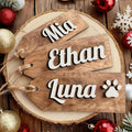2Pcs Personalized Christmas Stocking Name Tags Custom Wooden Stocking Name Tag Customized Letters Tags Custom Xmas Stockings Hanging Tag Gifts for Christmas Stockings