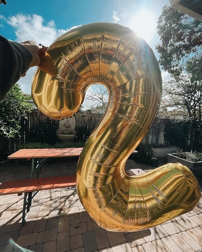 40 Inch Light Gold Number 2 Balloon, Champagne Birthday Party Decorations | 40 - Image 3